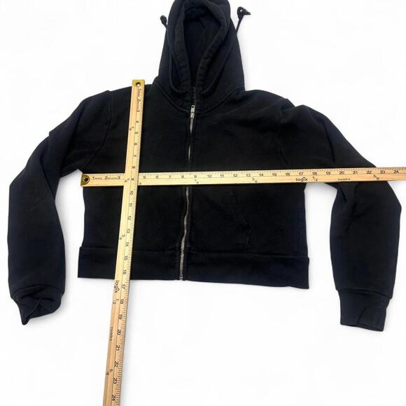 Brandy Melville John Galt Black Zip Up Hoodie One Size Fits XS-Medium - Picture 4 of 5
